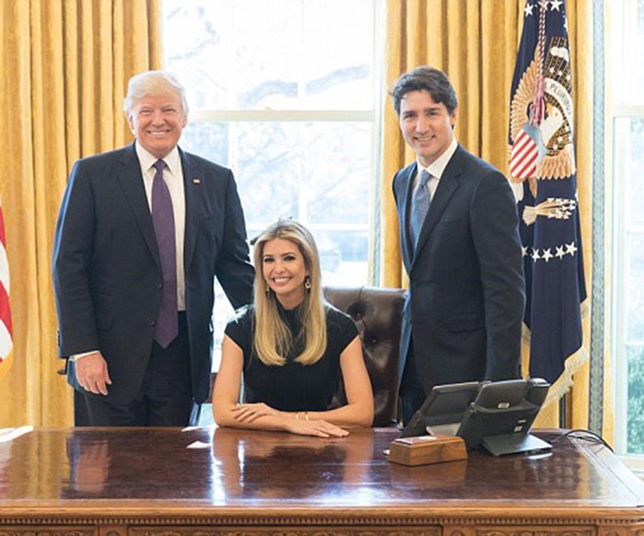 The picture in question of Ivanka alongside Donald Trump and Justin Trudeau.
