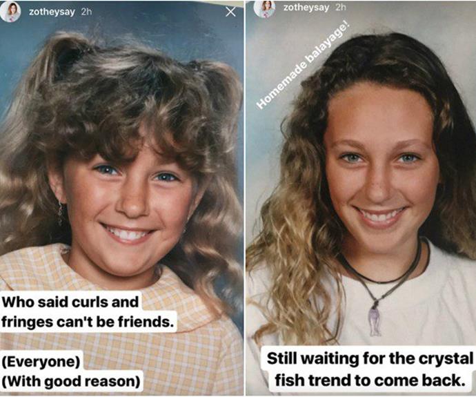 New mum-of-two Zoe Foster Blake has taken to Instagram with a series of throwback snaps, showing off some *very cool* looks. Revealing that her mother brought along the childhood memories while visiting baby Rudy, the 37-year-old had a field day sharing the photos, making sure to include some hilarious captions.