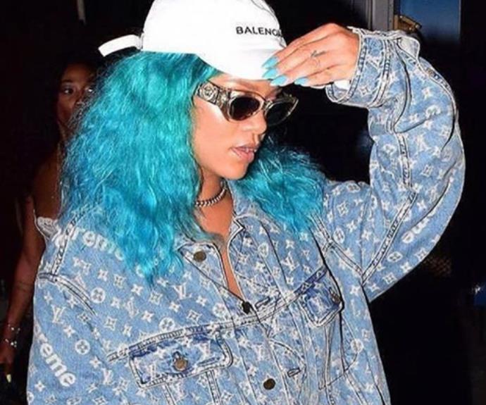 Never one to shy away from making a serious style statement, Rihanna has stepped out with turquoise [tresses](http://www.nowtolove.com.au/beauty|target="_blank") that are as bright and bold as the singer's always-evolving wardrobe. Take a bow, RiRi. Take a bow.