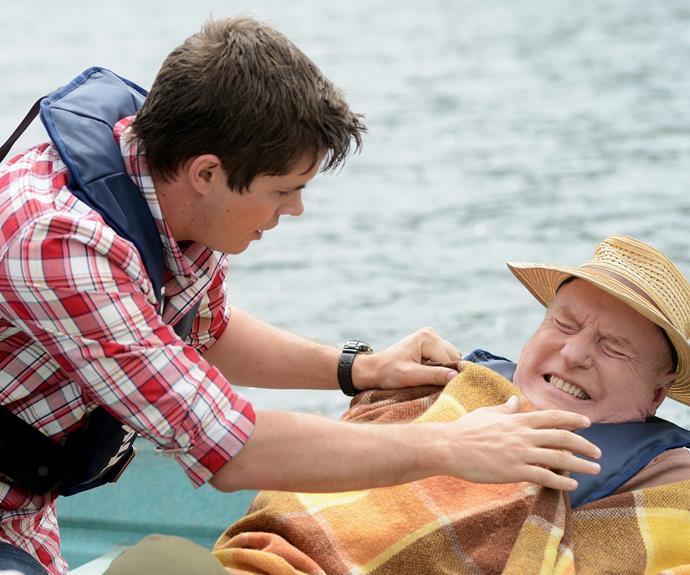 Johnny as Chris Harrington, and Alf Stewart played by Ray Meagher.