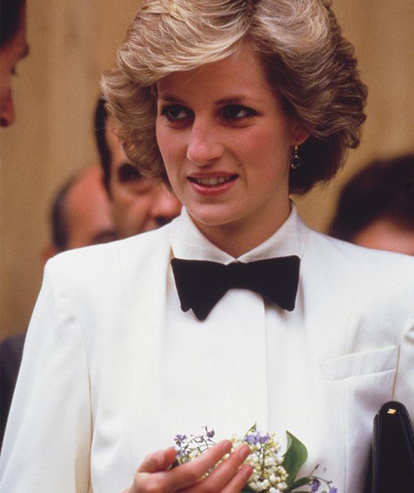 Diana was a vision in this tuxedo-inspired outfit during a visit to Florence in 1985.