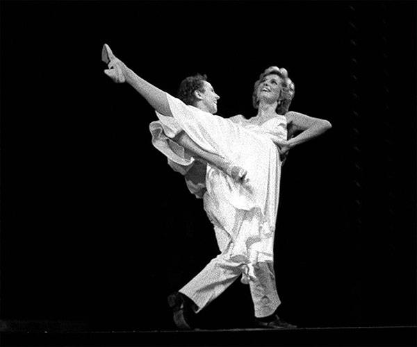 In 1985 Diana, who loved ballet, took to the stage to perform at dance to *Uptown Girl* with Wayne Sleep at the Royal Opera House.