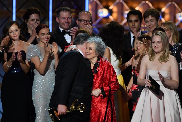 And Margaret Atwood took to the stage as the TV adaptation of her book, *The Handmaid's Tale* won Best Drama Series.