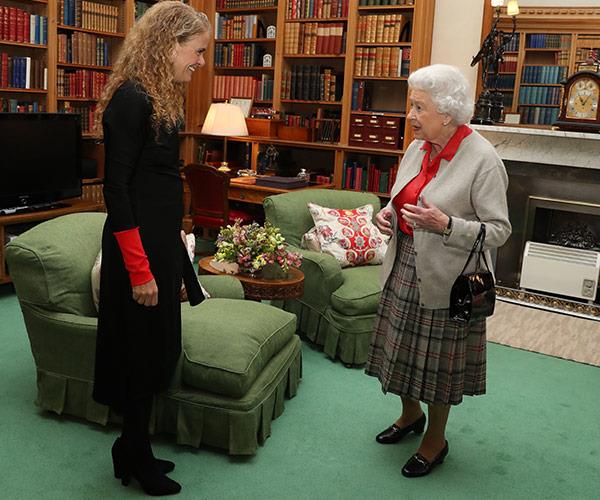 The Queen greets Madame Julie Payette.