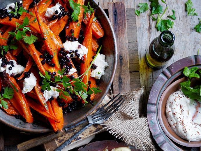 **Honey roasted carrots with labne**
<br><br>
These honey roasted carrots with labne make the perfect side dish accompaniment to your honey-glazed ham. 
<br><br>
[Read full recipe here.](http://www.foodtolove.com.au/recipes/honey-roasted-carrots-with-labne-16508|target="_blank")