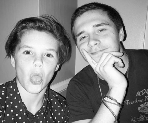 Ever since the oldest Beckham child, Brooklyn, flew the coop he posts pinning pictures and messages for his family who he misses so much. Cute! "Miss you guys already," he captioned this picture with brother Cruz.