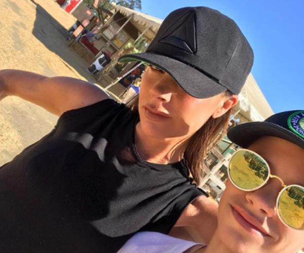 Romeo, 13, posted a sunny selfie with his fashion designer mum.
