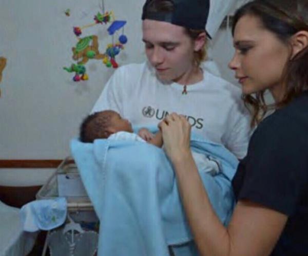 Victoria and David do their best to teach their children good values by using their privilege to benefit others. "I am so proud to be able to share these experiences with my son @brooklynbeckham and have him join me in supporting @newlifehomeke on my field trip." Here Victoria and Brooklyn pay a visit to a hospital with Unisef.