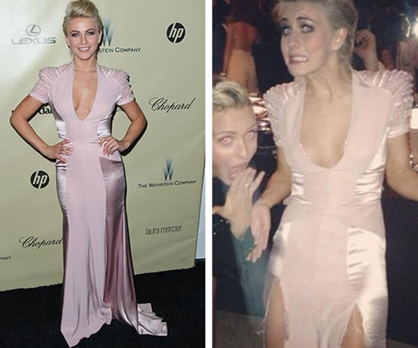 Dancer and actress Julianne Hough might have had a little *too* much fun at the 2013 Globes after-party, ripping her dress completely!