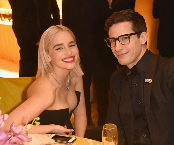 Emilia Clarke hangs out with Andy Samberg... And we bet comedy ensued.