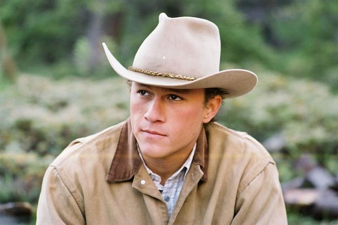 ***Brokeback Mountain*** (2005): The heart-wrenching love story saw Heath play ranch hand Ennis who kisses rodeo cowboy Jack Twist (Jake Gyllenhaal) on a drunken night in Brokeback Mountain, Wyoming. What ensues is a tortured love affair spanning two decades as both men marry other women while keeping up their sporadic affair.