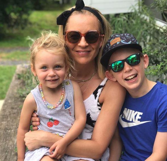 Carrie on holidays with Evie and Ollie.