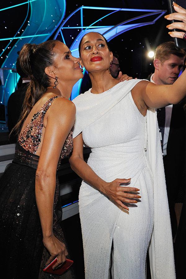 Say cheese! Halle Berry and Tracee Ellis Ross snap a sneaky selfie.