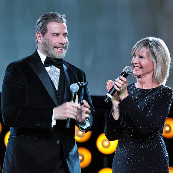 John Travolta and Olivia Newton-John spoke together onstage the G'Day USA Black Tie Gala in Los Angeles
