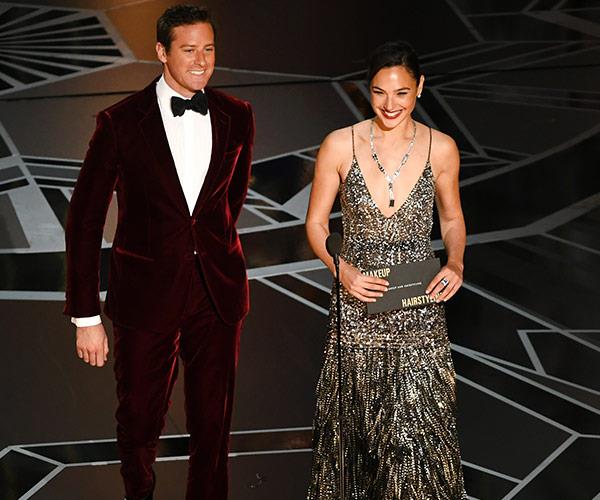 Armie Hammer and Gal Gadot are your first presenters for the night.