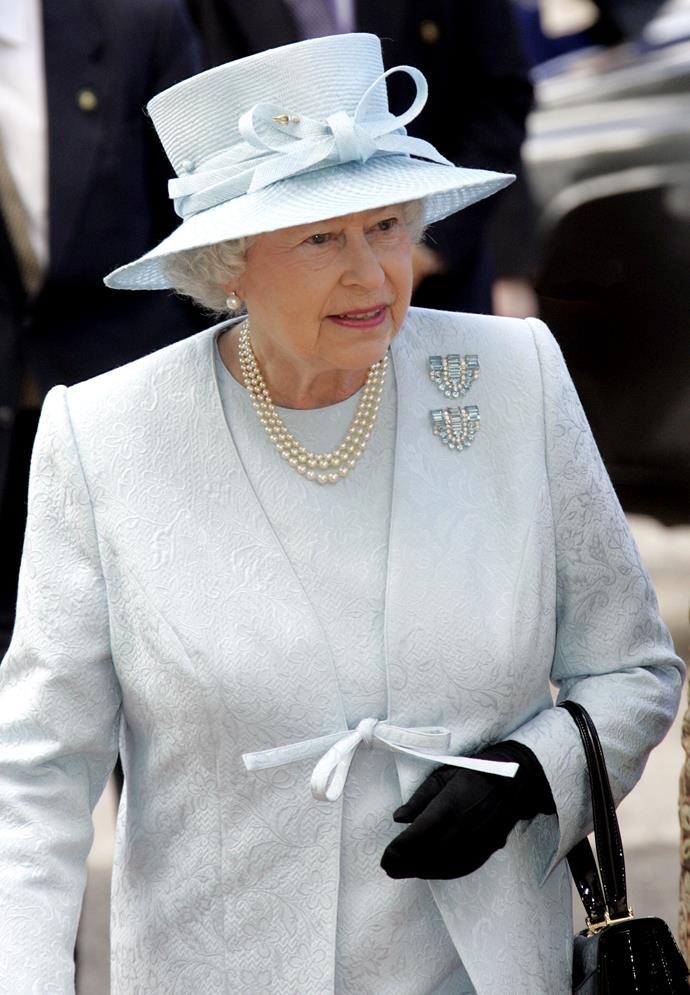 While visiting Malta the Eden Foundation On Zetjun with the Duke Of Edinburgh, Queen Elizabeth II wore this stunning detailed pastel matching blue coat and dress.