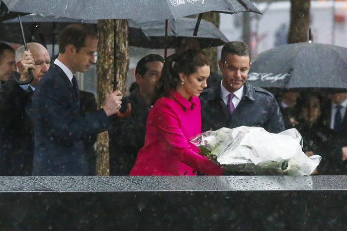 Kate previously wore the fuschia coat in 2014 as she laid down a wreath for victims of the 9/11 attack in New York City, at the Memorial Plaza at ground zero with Prince William by her side.
