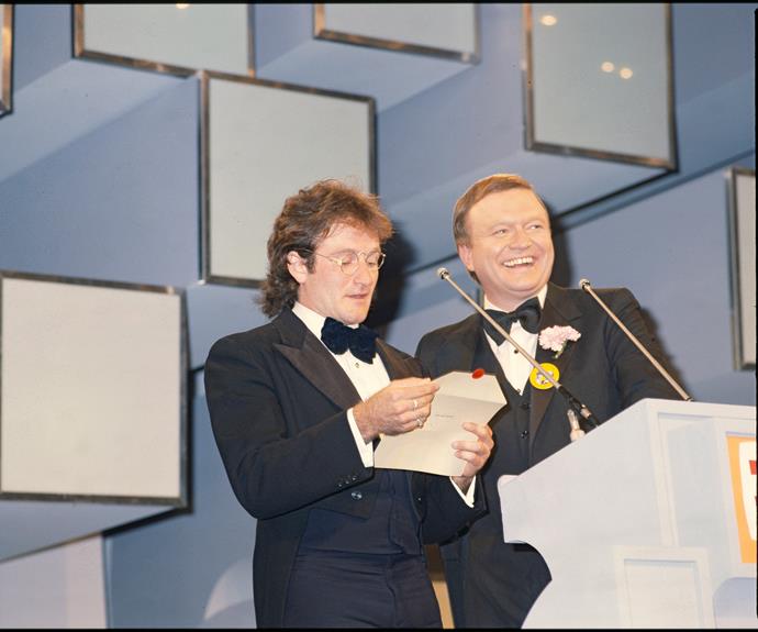 **Robin Williams**
<br><br> 
Comedian and actor Robin Williams was a special guest at the Logies during his heydays in *Mork & Mindy* in 1979.