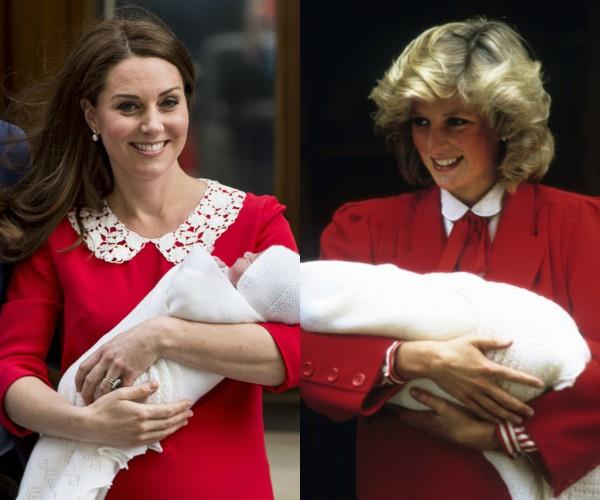 Kate's post-birth look was incredibly reminiscent of the ensemble worn by Princess Diana after the birth of Prince Harry.