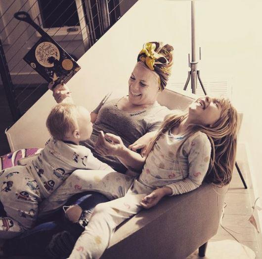 Sure, Pink may be all about empowering her daughter, Willow, and son, Jameson, to charge through their lives with gusto, but that's not to say they won't do so without having a laugh! This cute threesome are having so much fun during their bedtime reading session that we're not sure they will be getting much sleep at all! *(Image: Instagram @pink)*