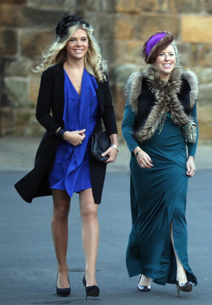 We love Chelsy Davy's outfit for Will and Kate's wedding, but we're undecided about her mate's fur vest.