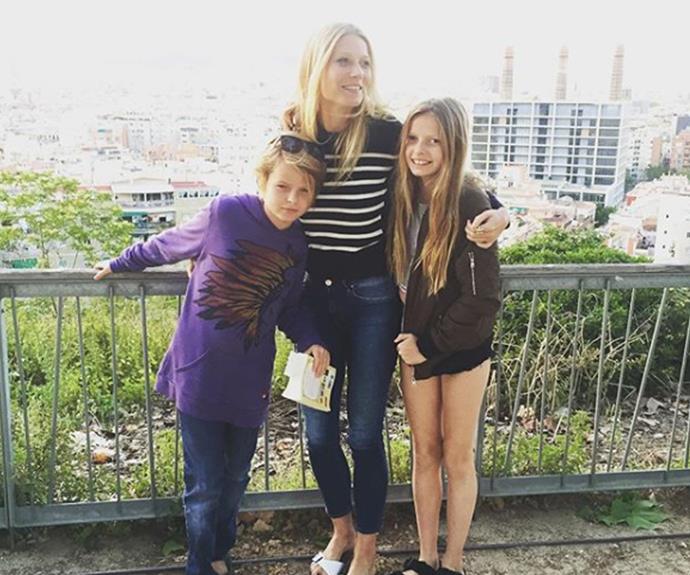 Gwyneth with her son Moses and a long-locked Apple in 2016.