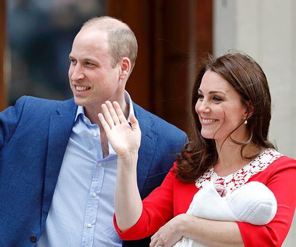 Duchess Catherine and Prince William with Louis, the day he was born in April.