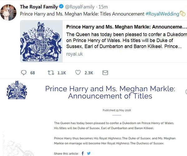 As announced by the Palace!