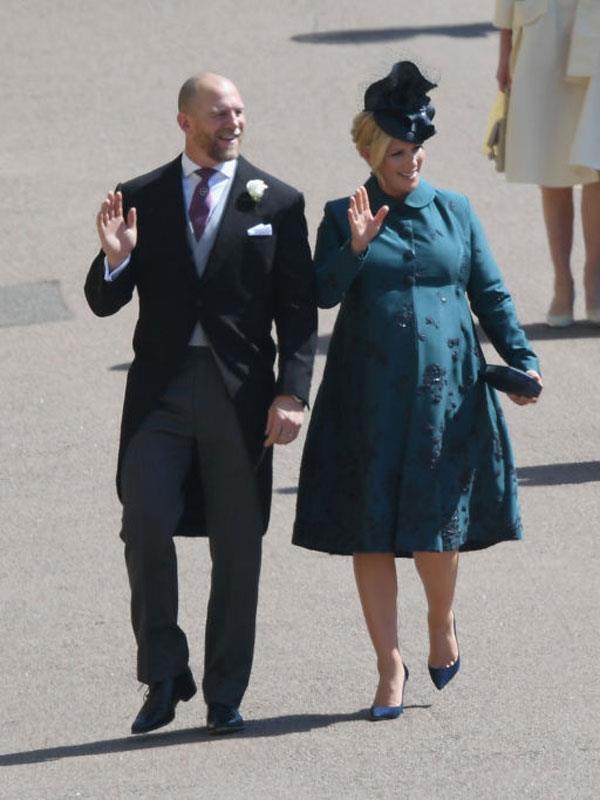 Zara and her husband Mark arrive at the royal wedding.