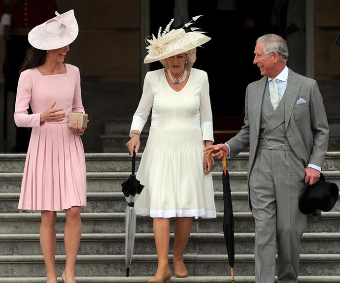 Duchess Kate, Camilla and Prince Charles at newlywed Kate's first Garden Party in 2012.