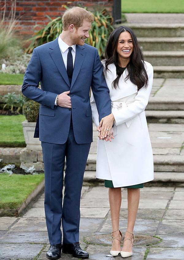 Meghan bared her legs for her official engagement photo call with Prince Harry.