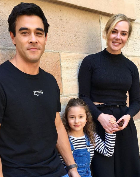 The *Home and Away* star shared this sweet image of himself, Scout and Jess before her first day of school.