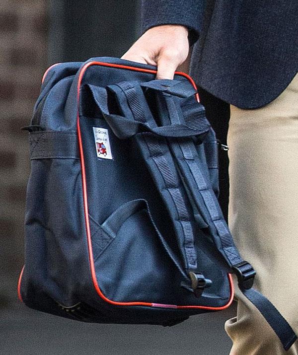 Can you spot it? The label on the royal's school bag reads "George Cambridge."