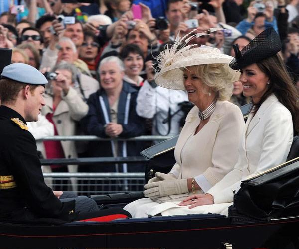 Catherine traveled with Camilla and Harry.