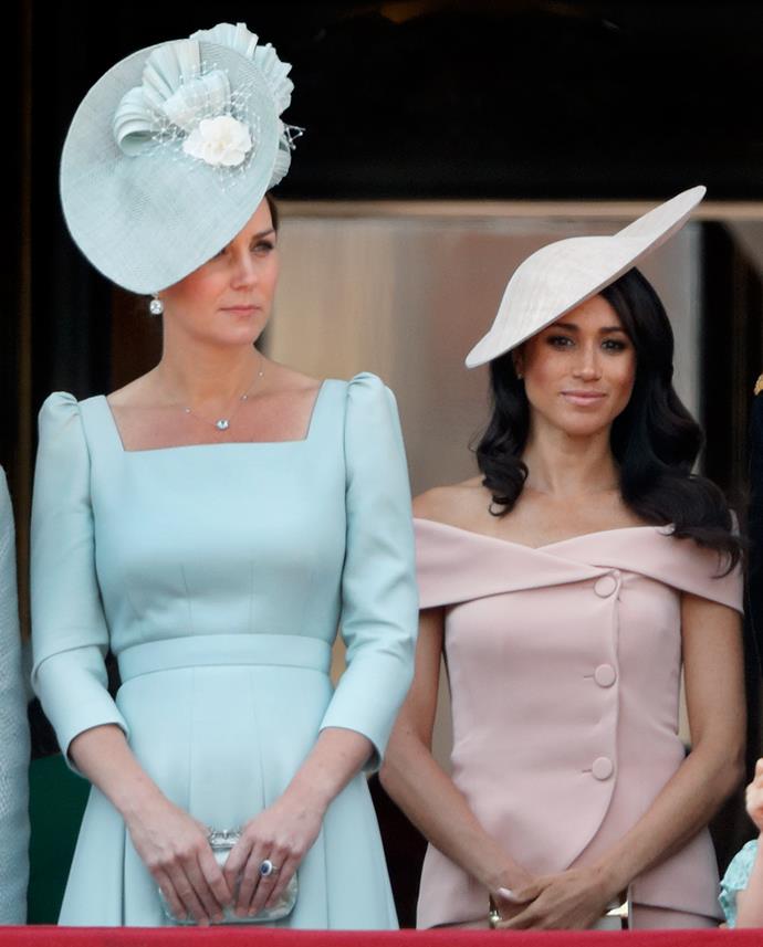 Meghan, Duchess of Sussex made headlines around the world for this Carolina Herrera off-the-shoulder pink number at her first Trooping the Colour in 2018.