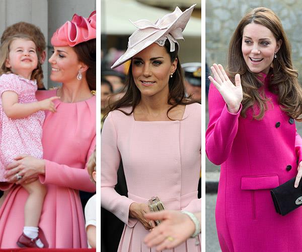 Catherine's pink outfits throughout the years have been flawless, but the best way to accessorise is with a similarly pink Princess Charlotte.