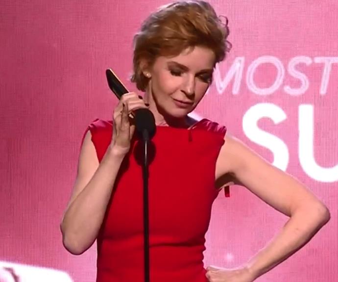 Jacqueline McKenzie played a clip of her daughter Roxy to help prompted her speech when she won the gong for Most Outstanding Actress.