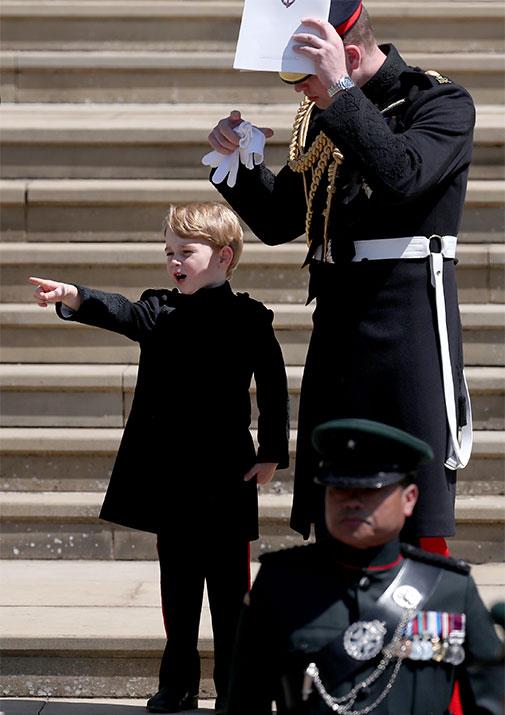George looked very grown-up in a miniature version of the Blues and Royals frockcoat.