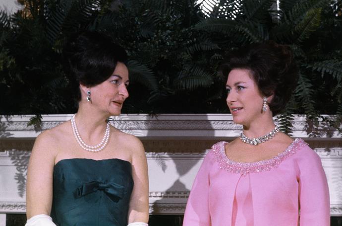 Lady Bird Johnson, former First Lady of the United States, with Princess Margaret at the White House on November 17, 1965.