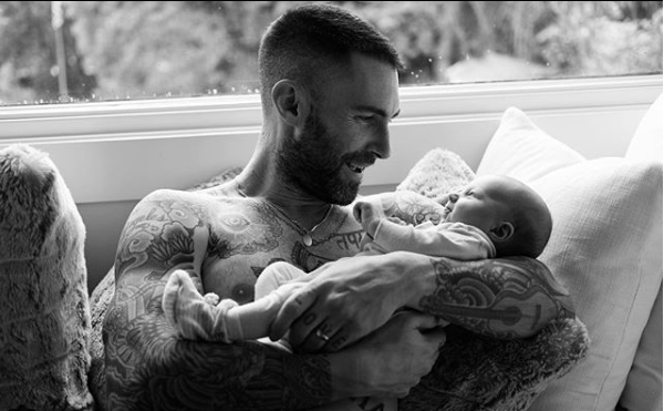 Maroon Five singer, Adam Levine and his wife, model Behati Prinsloo [welcomed baby number two, Gio Grace Levine](https://www.nowtolove.com.au/parenting/celebrity-families/adam-levine-and-behati-prinsloo-welcome-baby-number-two-45112|target="_blank") in February. Big sister is one-year-old Dusty Rose.