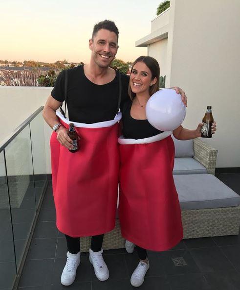 We hope Lee and Georgia won Best Dressed for their beer pong costumes at this frat party themed 30th.