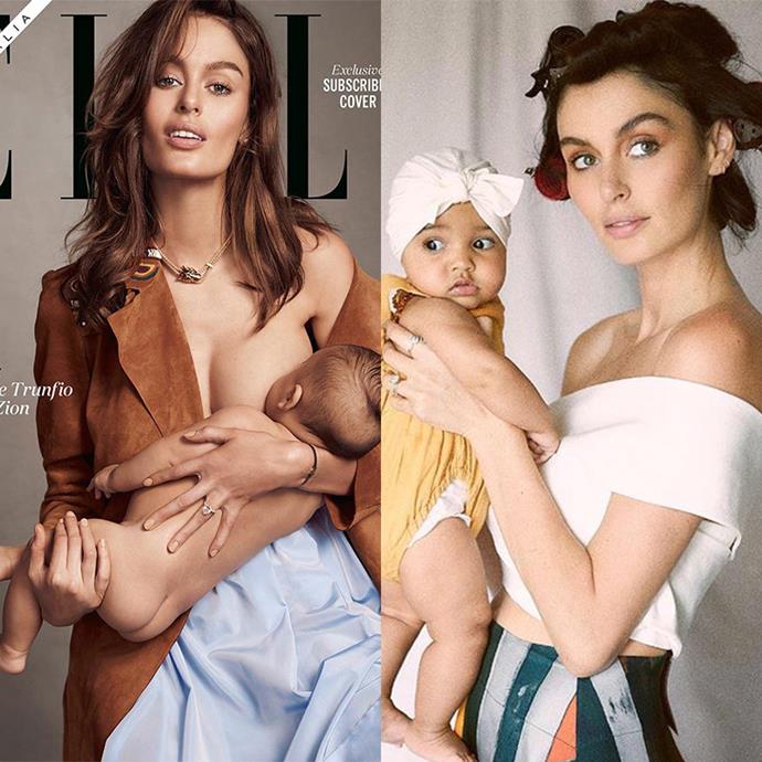 **Nicole Trunfio, model**
<br><br>
Despite being in front of the lens for the most part, Nicole prefers to keep things unfiltered when it comes to motherhood. In a bold move, she appeared on an *ELLE Australia* cover breastfeeding her baby, Zion.  
<br><br>
*ELLE*'s editor-in-chief Justine Cullen [said at the time](https://www.elle.com.au/fashion/cover-cuddles-2256|target="_blank"): "This wasn't a contrived situation: Zion needed a feed, Nicole gave it to him, and when we saw how beautiful they looked we simply moved her onto the set."
<br><br>
Earlier this year, Nicole gave birth to a second child - a baby girl. In a sweet post to Instagram, she wrote: "I feel so lucky to have a daughter, and to bring a little girl into the world during such empowering times, the future is bright for women."