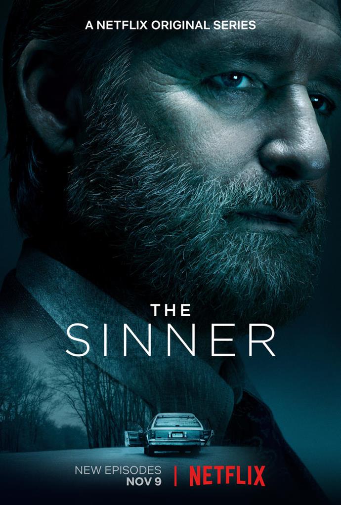 New key-art for *The Sinner's* second season shows an eerie abandoned car in a forest, and an ominous looking Detective Harry Ambrose.
