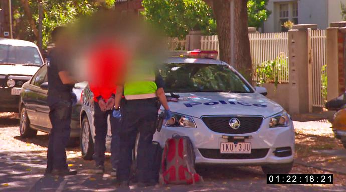 A tradie leaves *The Block* in handcuffs. 