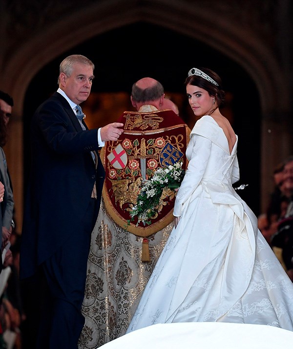 Eugenie wore a tiara from the Queen's personal collection.