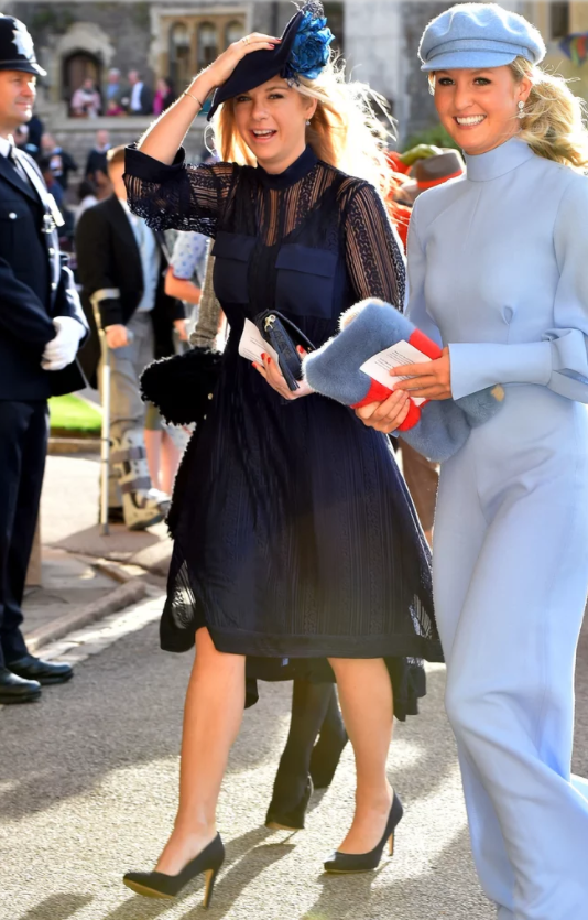 Prince Harry's ex, Chelsea Davy held on to her fascinator for dear life! Image source: Getty