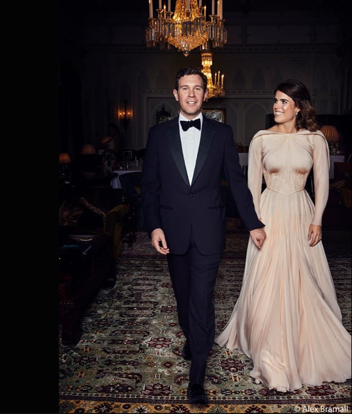 In an official portrait released by the Duke of York's Instagram account, Princess Eugenie and Jack look divine at their evening reception. (Source: Instagram/hrhdukeofyork / Alex Bramell)