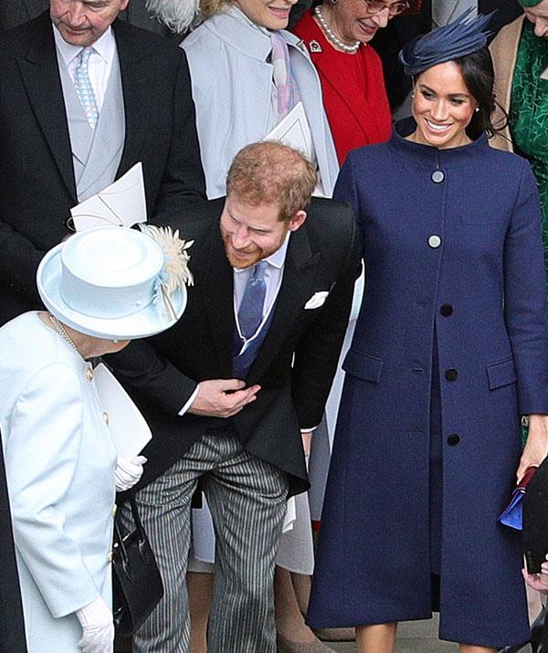 Meghan sent fans into a frenzy with many predicting she was hiding a baby bump in this blue Givenchy coat during her appearance at the Royal Wedding.