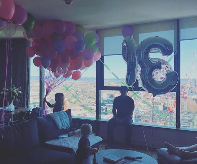 "I have the balloons to prove it dick!!!!!! Although that says I'm 93 I think. Thanks for all the birthday love everyone (except @hartluck)" Pink poked fun at her husband on Instagram who threw her a private party just with the family. *(Image: Instagram @pink)*