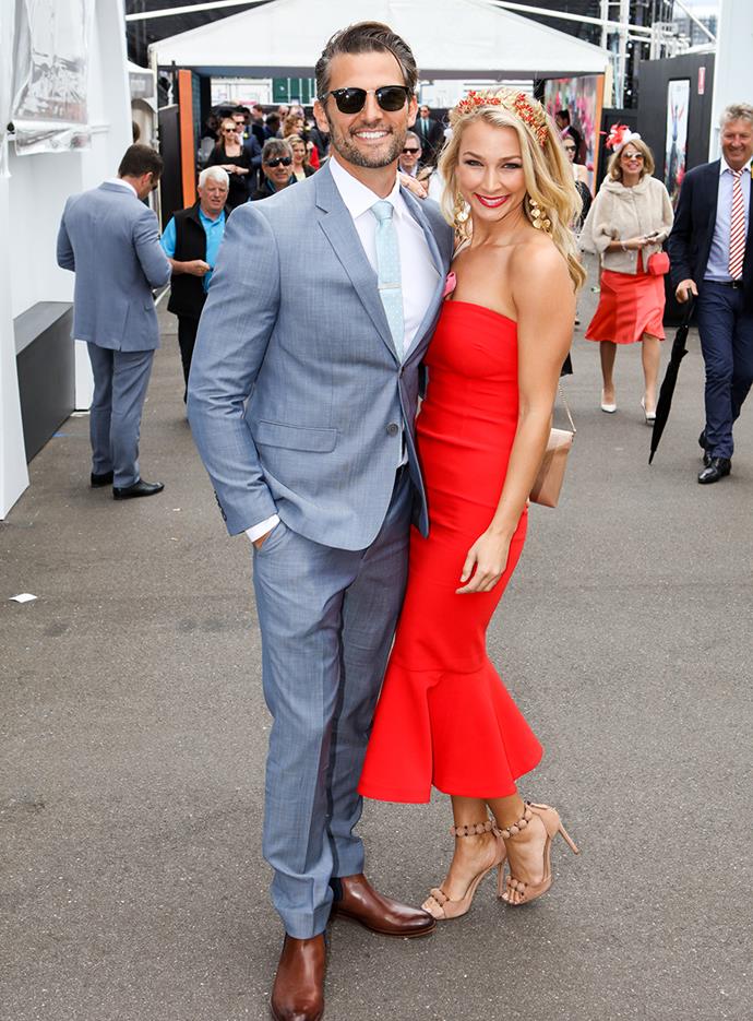 Tim Robards and Anna Heinrich at Melbourne Cup in 2016.